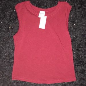 A maroon tank top